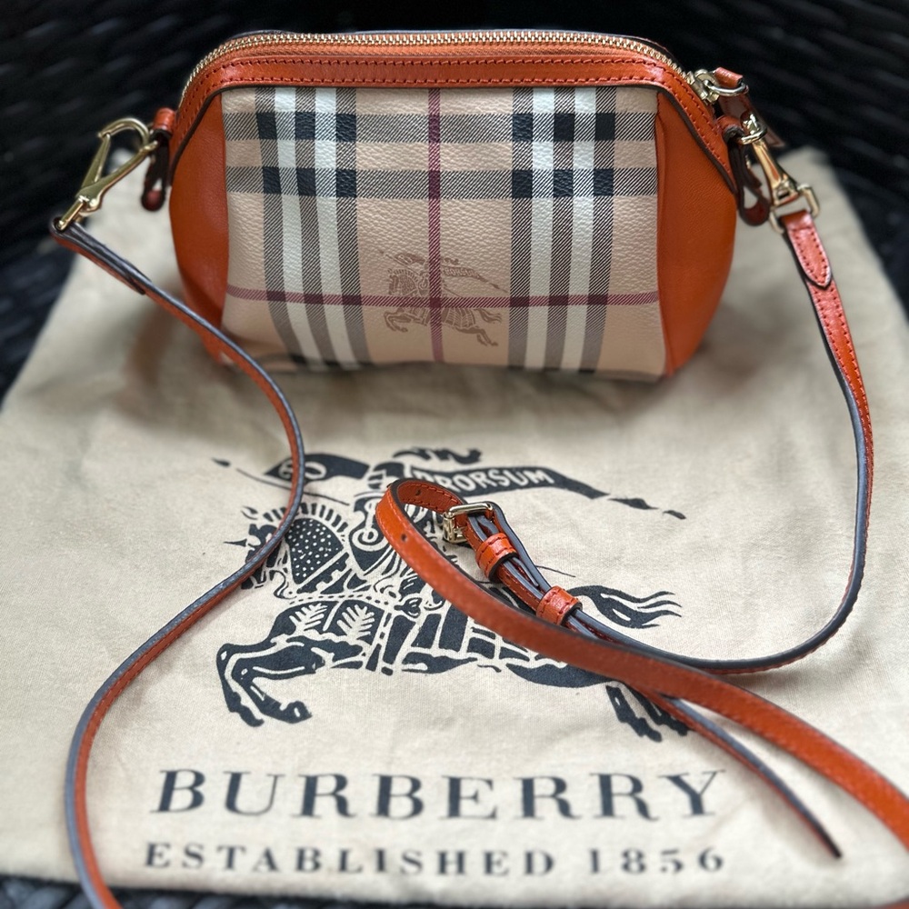 Authentic Burberry Tan and Orange Crossbody Bag